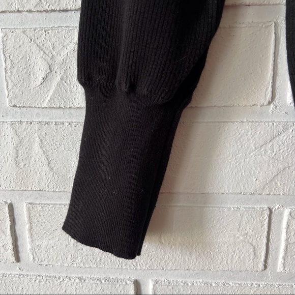 Icōne Simons organic cotton pearl button black stretchy cardigan sweater M - Picture 9 of 13